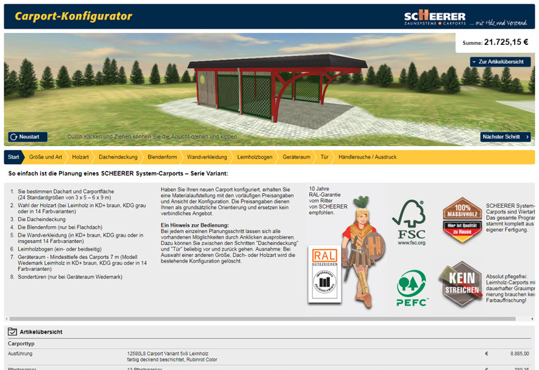 scheerer carportkonfigurator