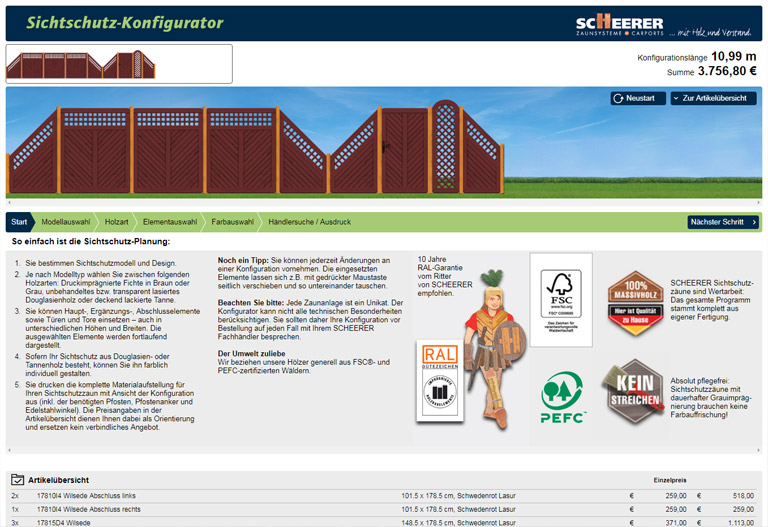 scheerer sichtschutzkonfigurator